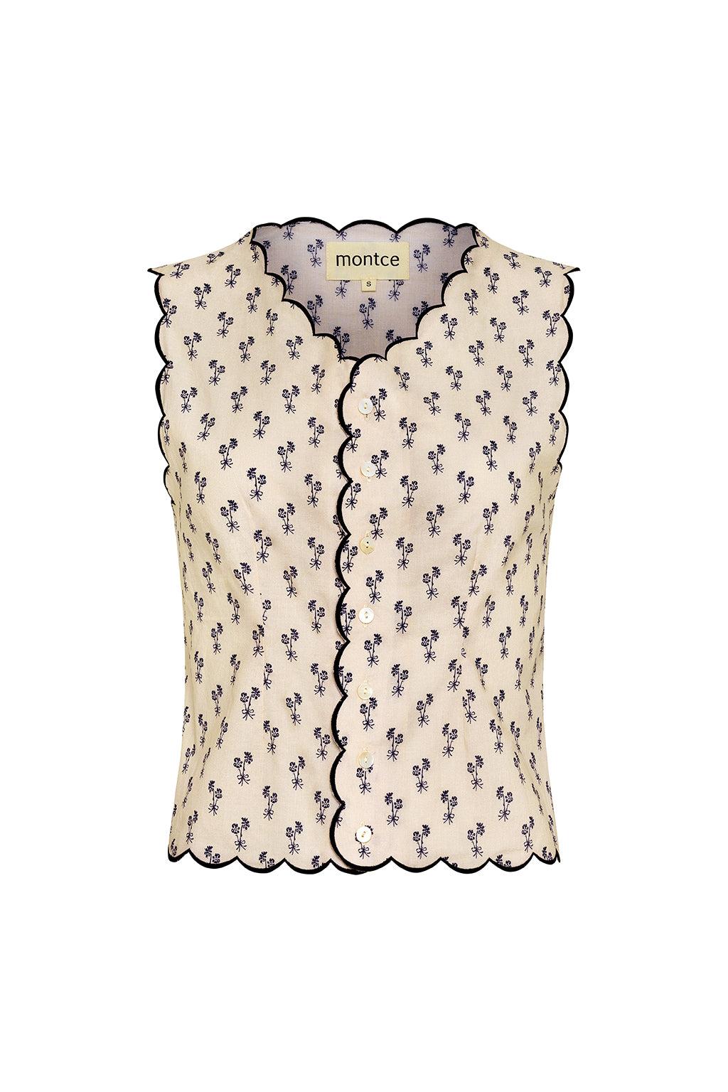 Cynthia Floral Scalloped Vest