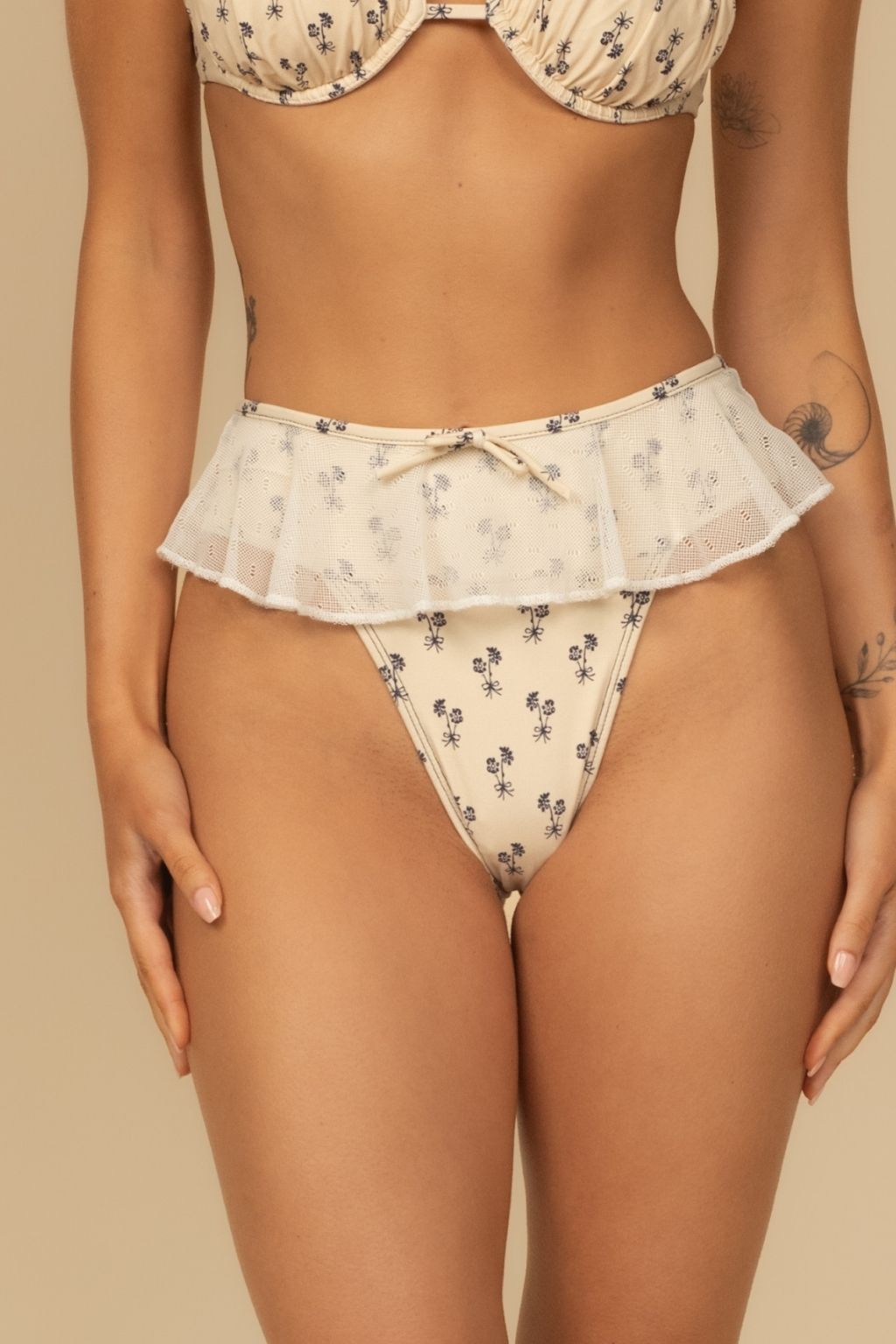 Cynthia Floral Tamarindo Ruffle Bikini Bottom