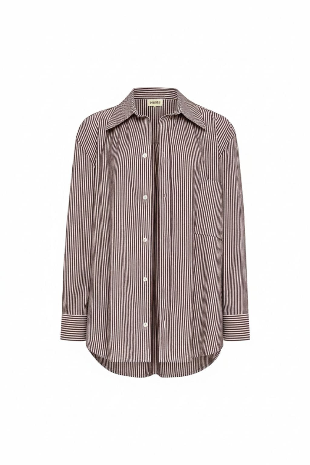 Espresso Pin Stripe Boyfriend Button-Down Shirt