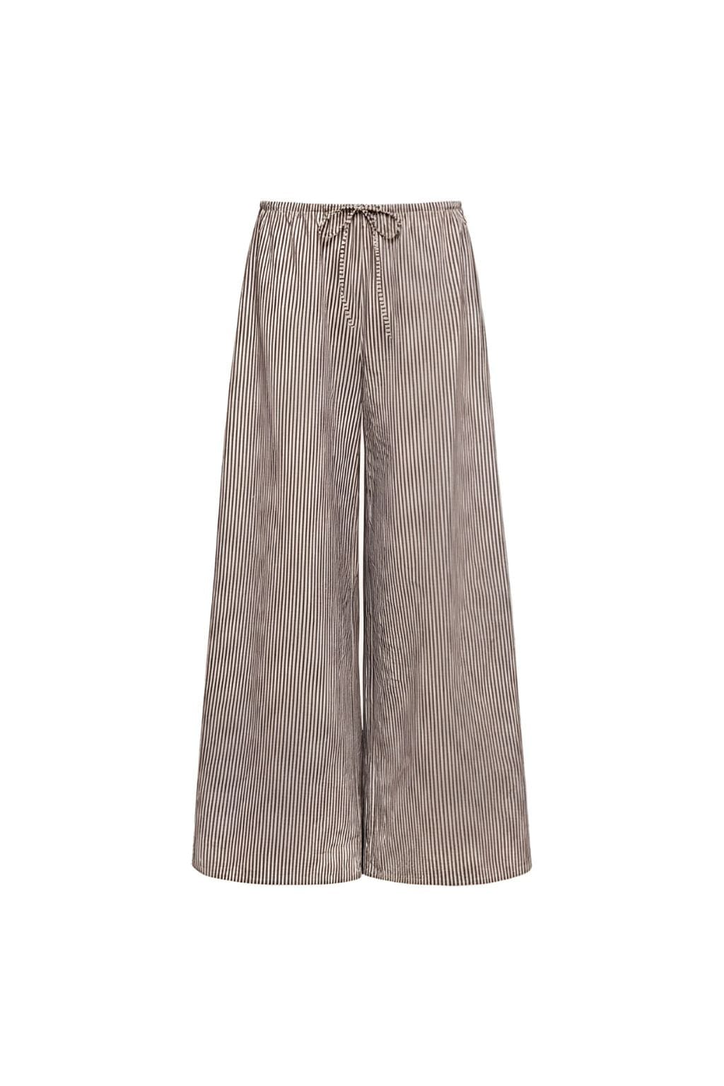 Espresso Pin Stripe Drawstring Wide-Leg Pant