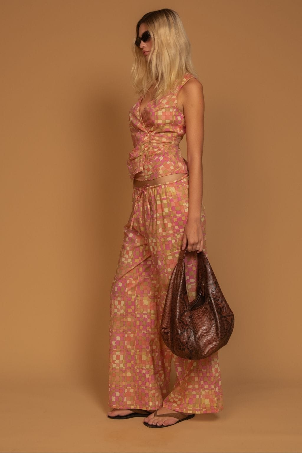 Ibiza Geo Drawstring Wide-Leg Pant