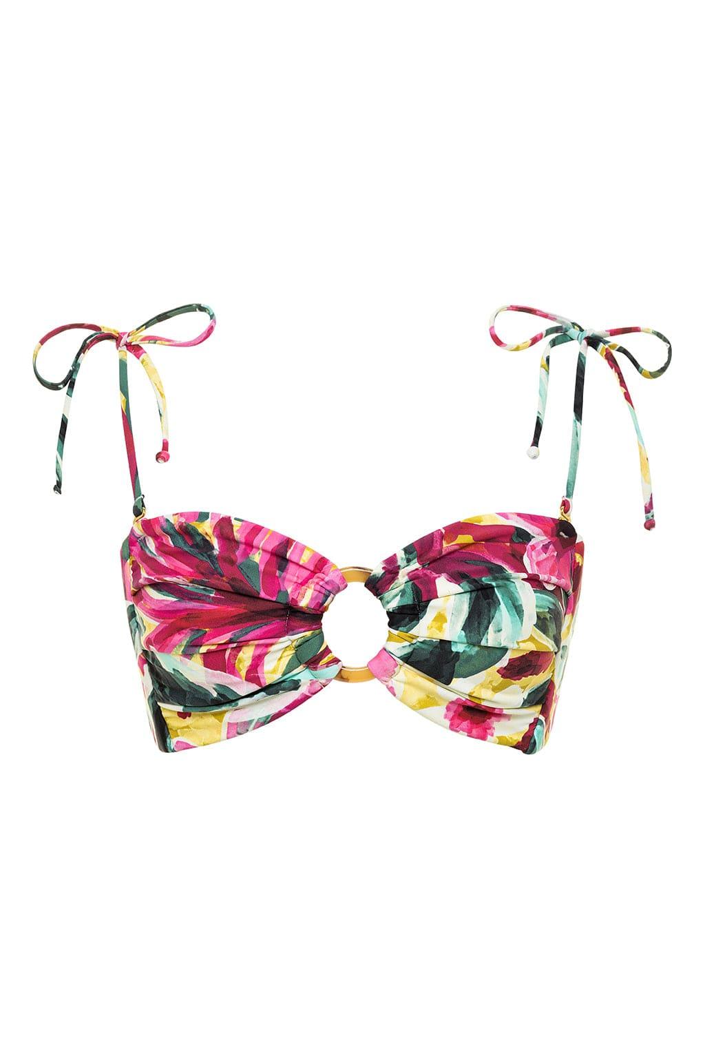 Isla Floral Tori Ties Bandeau Bikini Top
