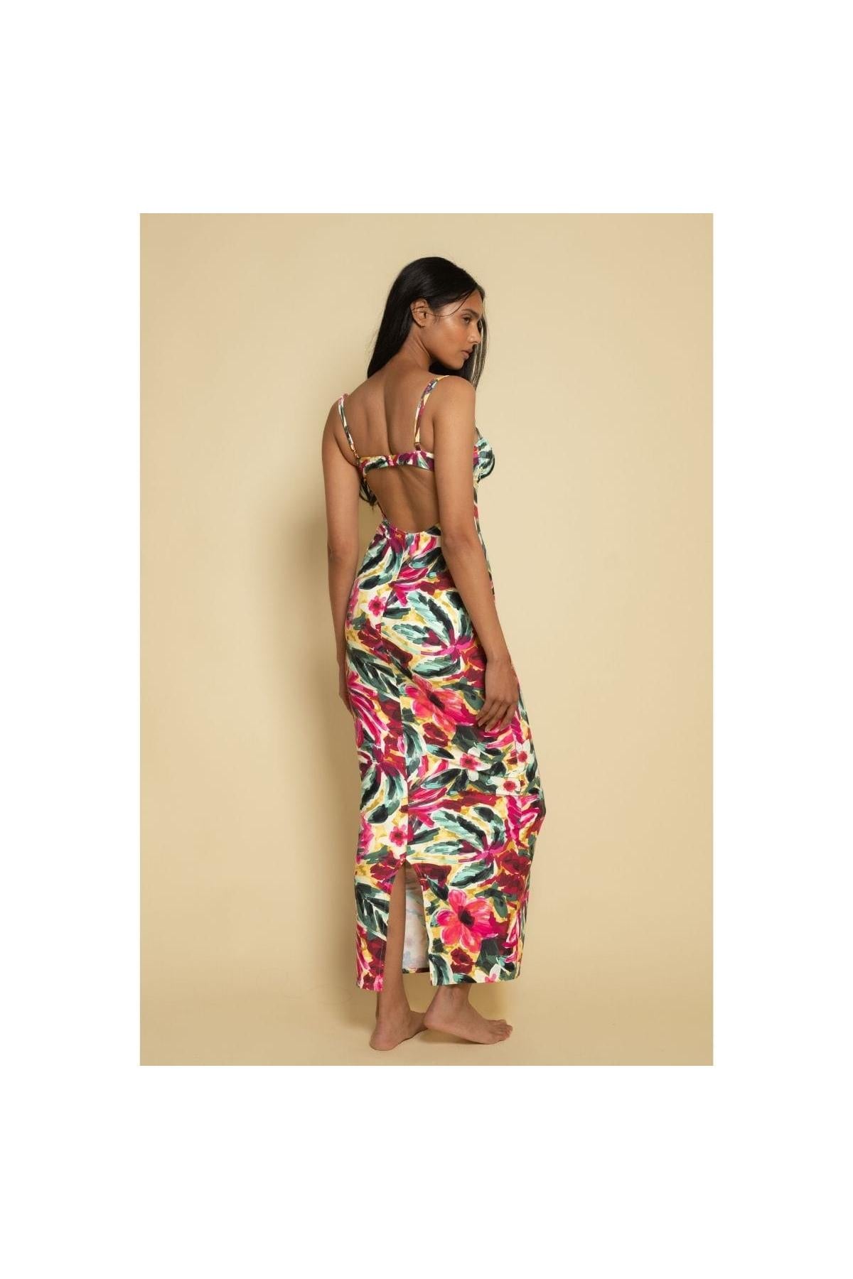 Isla Floral Petal Long Slip Dress