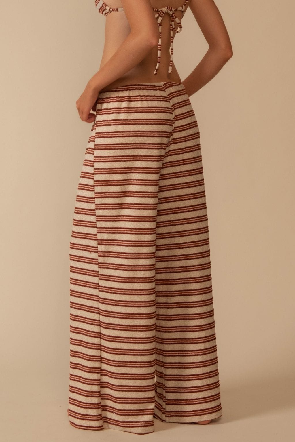 Joan Stripe Drawstring Wide-Leg Pant