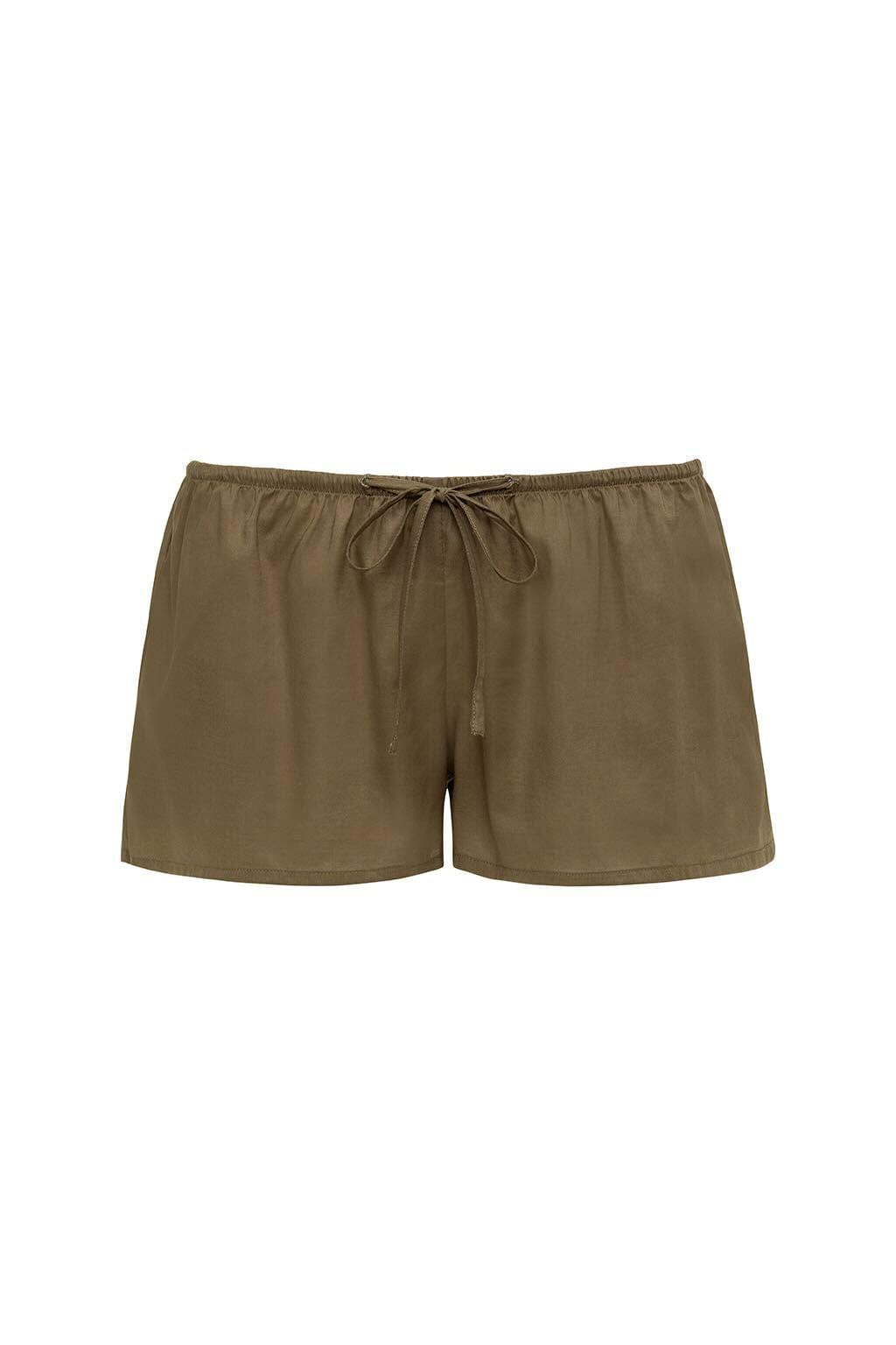 Khaki Low-Rise Drawstring Short