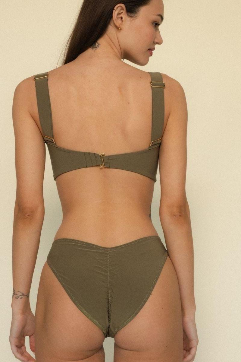 Khaki Added Coverage Lulu (Zig-Zag Stitch) Bikini Bottom