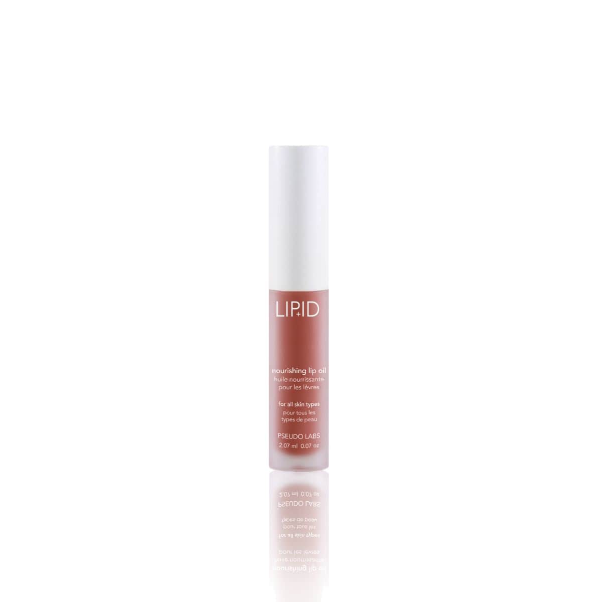 Lipid nourishing lip oil in rose-toned tube with white cap, 2.07 ml size.