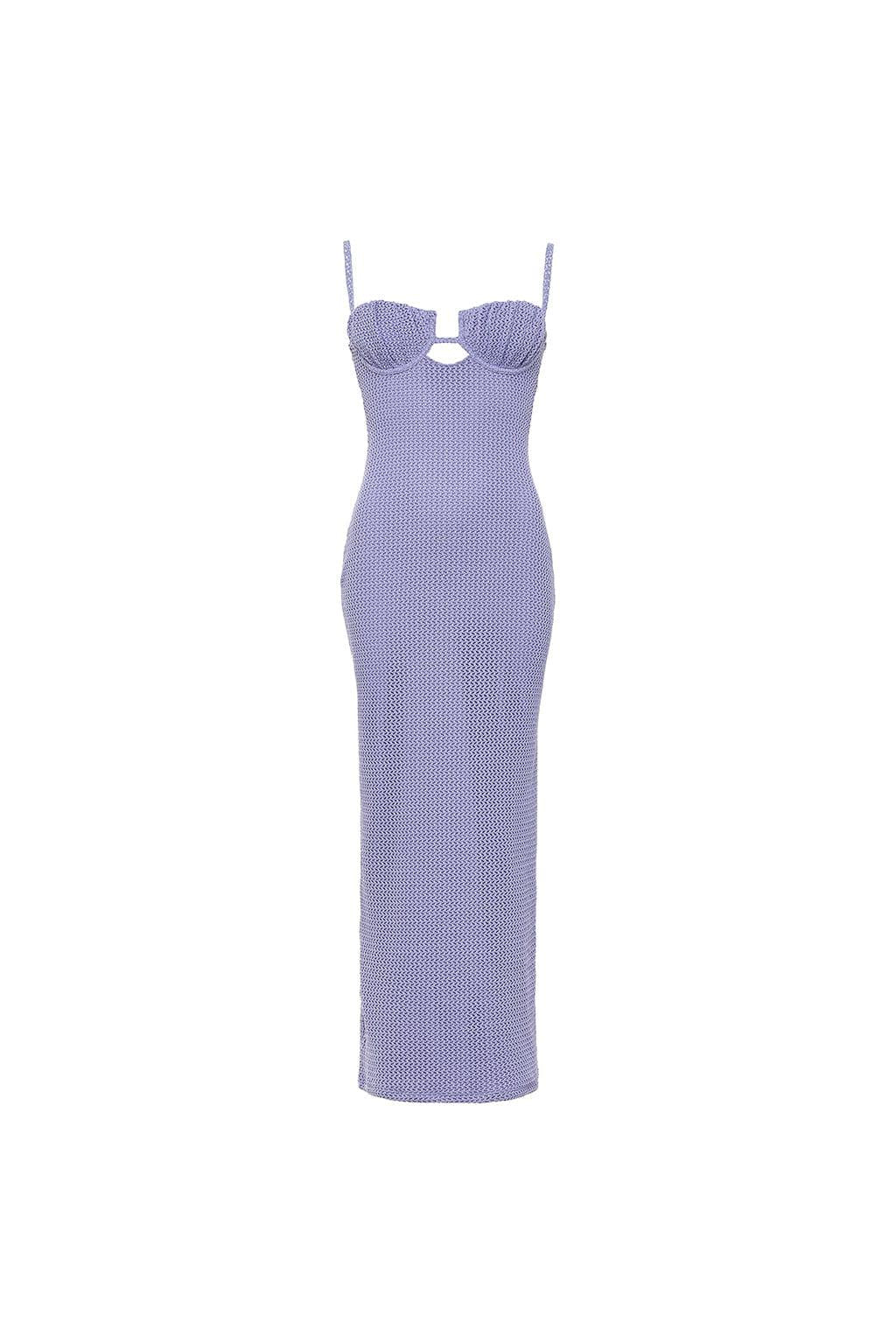 Lavender Crochet Petal Long Slip Dress