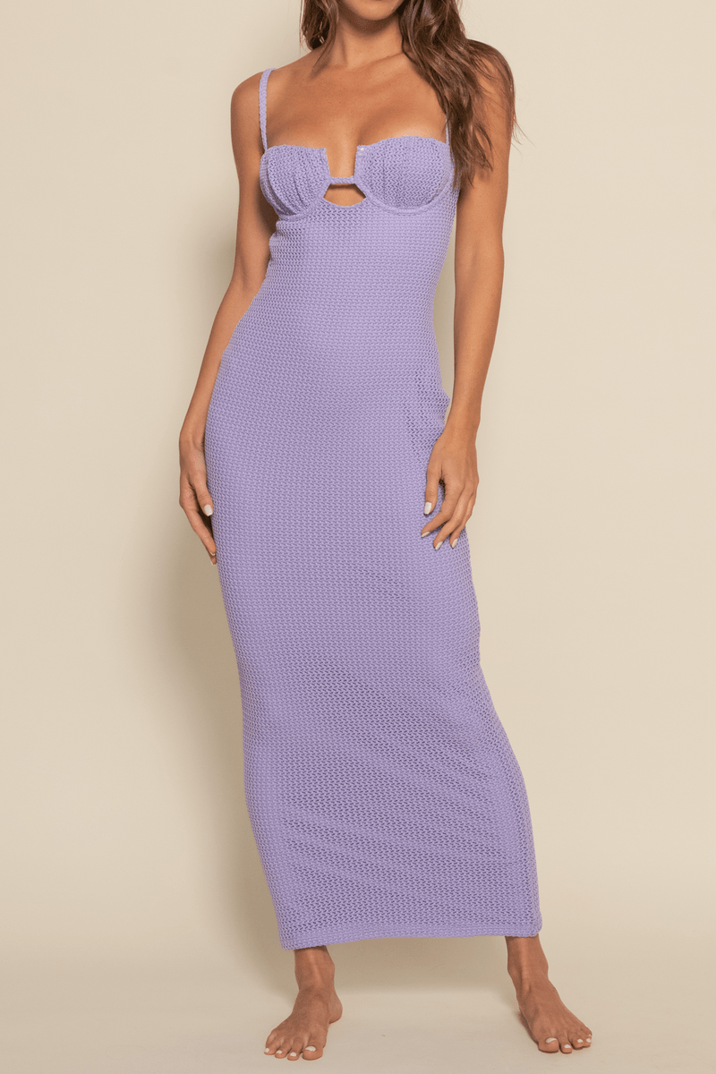 Lavender Crochet Petal Long Slip Dress Lavender Crochet Petal Long Slip Dress