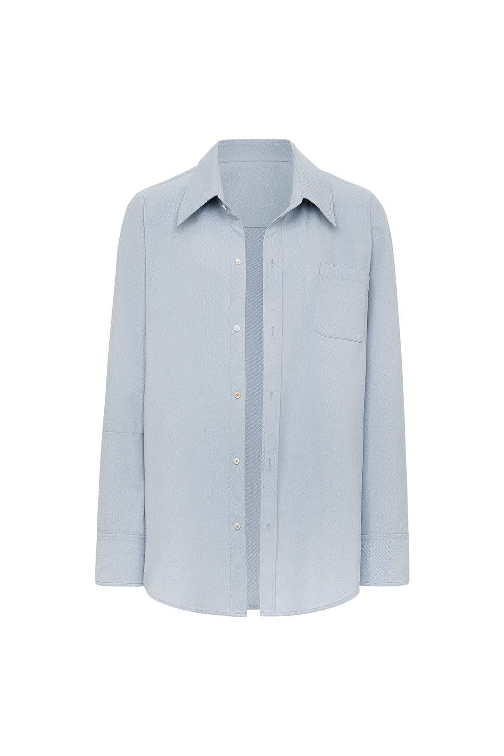 Denim Knit Button Down Shirt