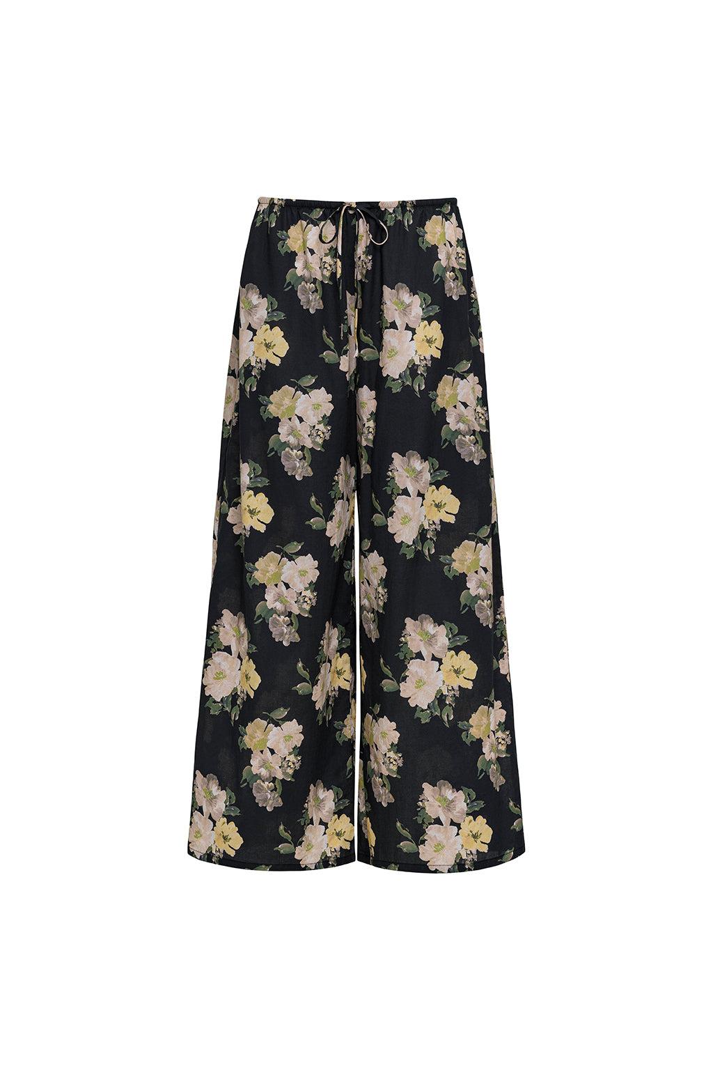 Liz Floral Drawstring Wide-Leg Pant
