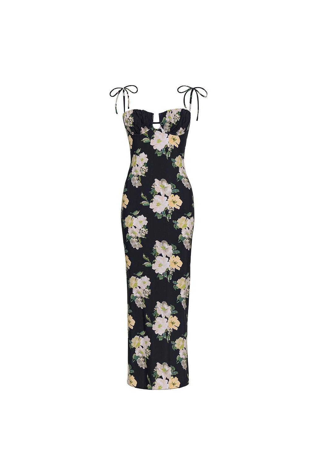 Liz Floral Petal Long Slip Dress
