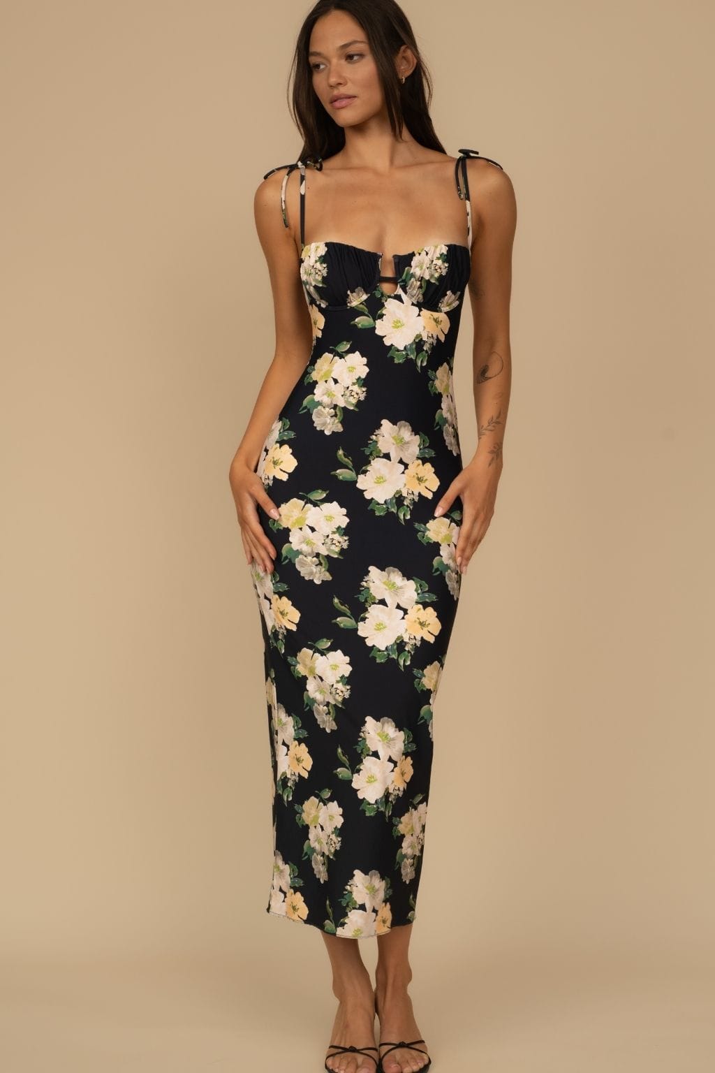 slim fit dress slacks Eira Midi Dress in Black main image 0