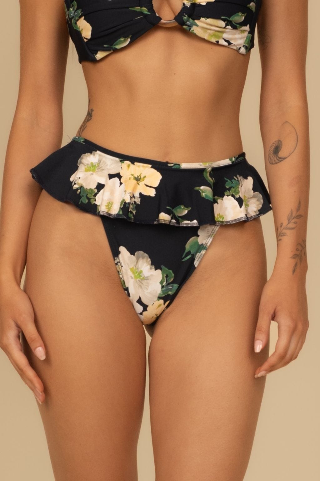 Liz Floral Tamarindo Ruffle Bikini Bottom
