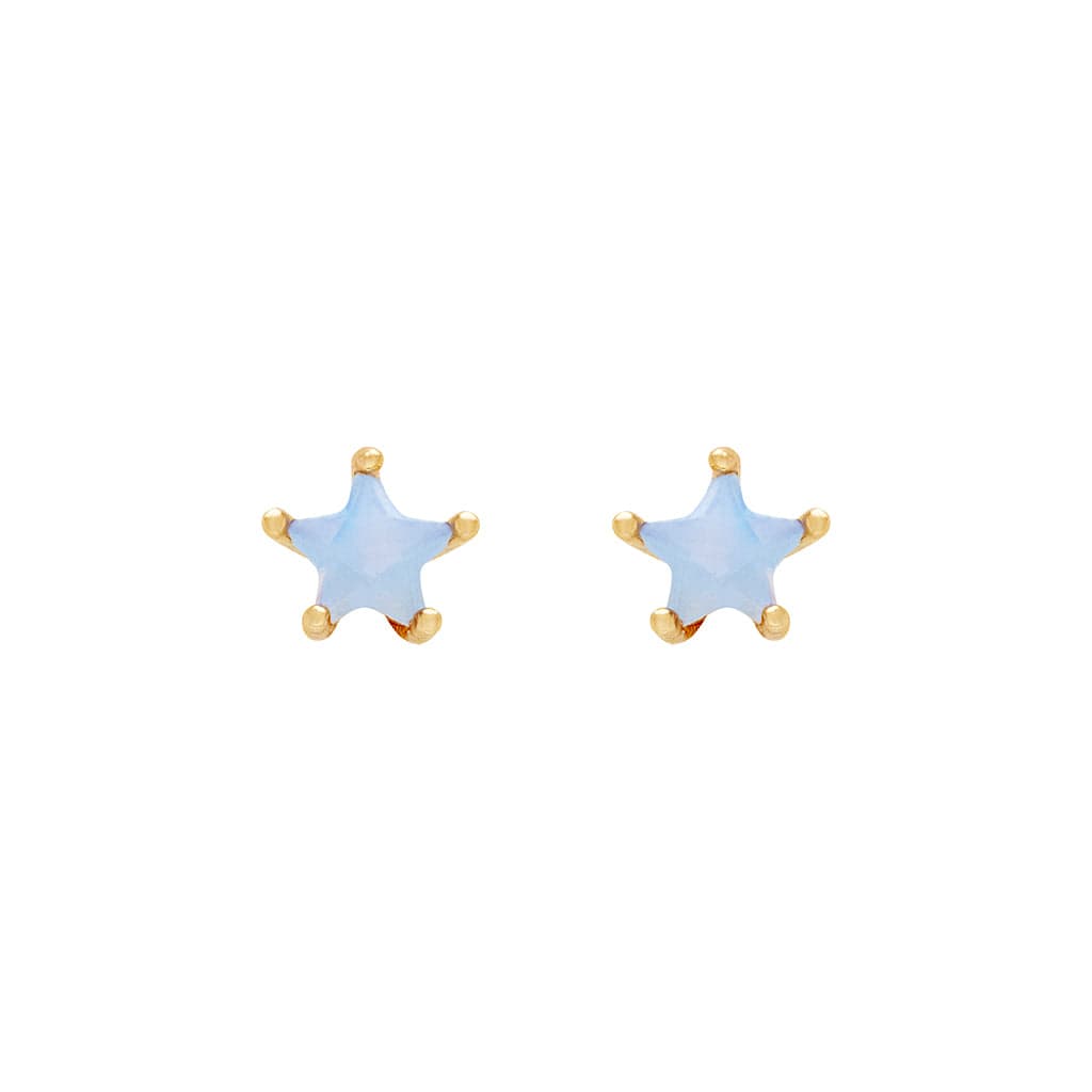 Milky Blue Star Studs (Gold)