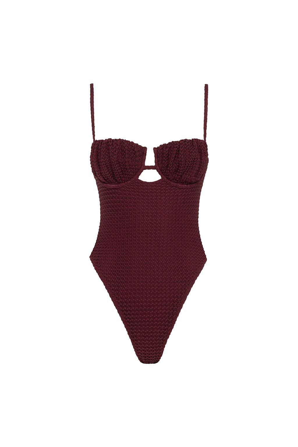 Maroon Crochet Petal One-Piece