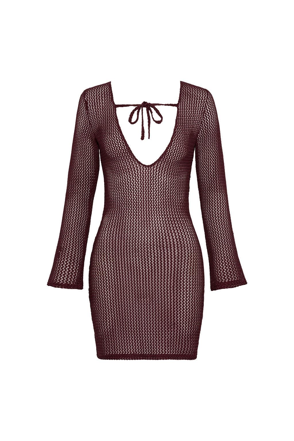 Maroon Crochet Sophia Dress