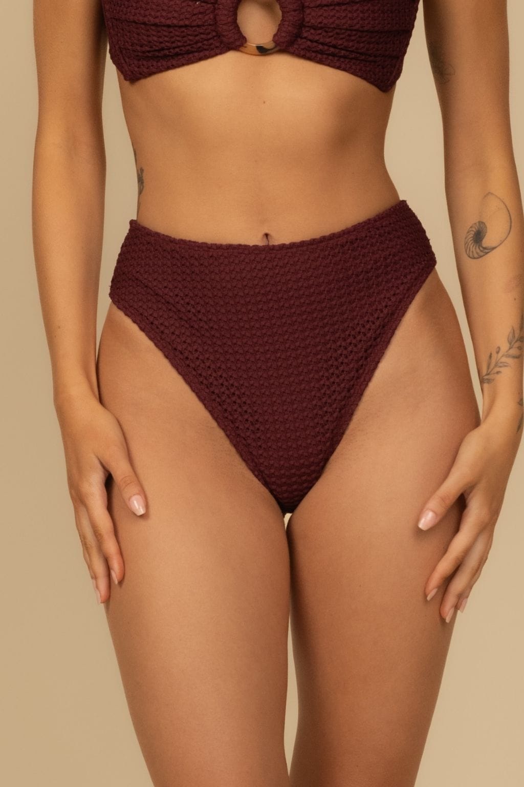 Maroon Crochet Paula Bikini Bottom
