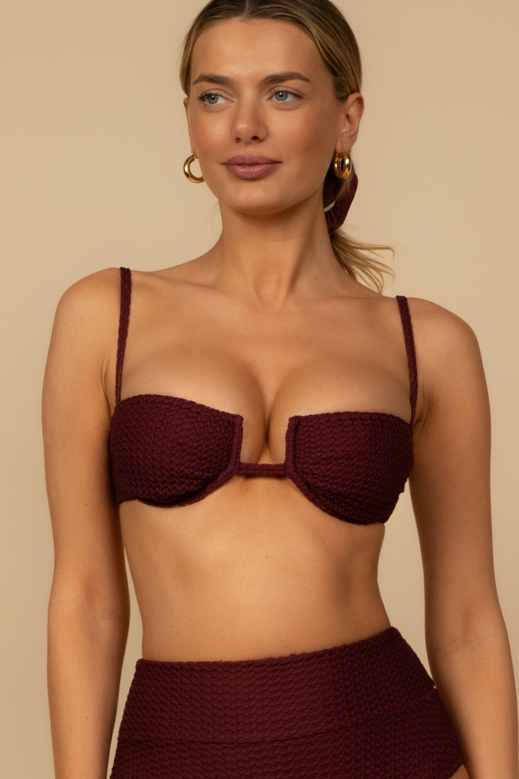 Maroon Crochet Simonette Bikini Top