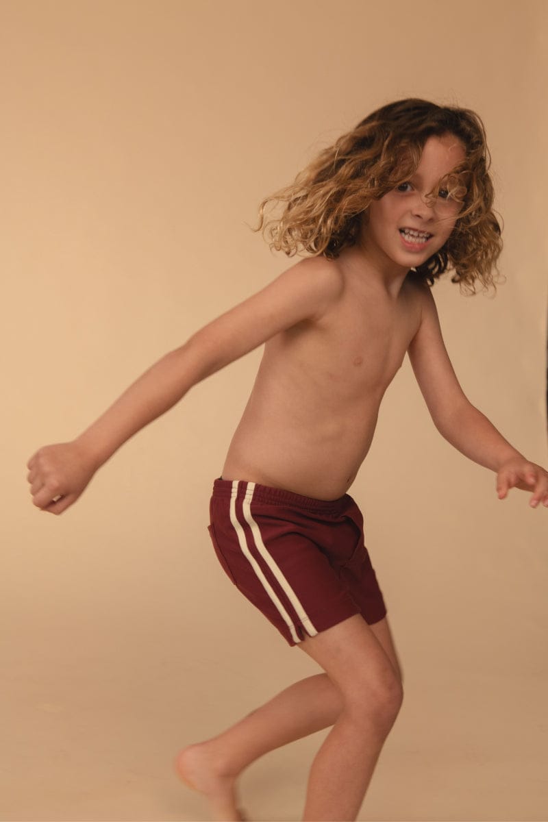 Maroon Mini Sporty Swim Trunk