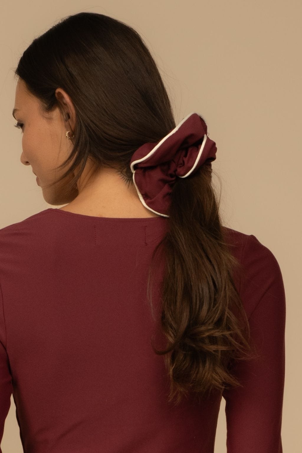 Maroon Piped Chunky Scrunchie