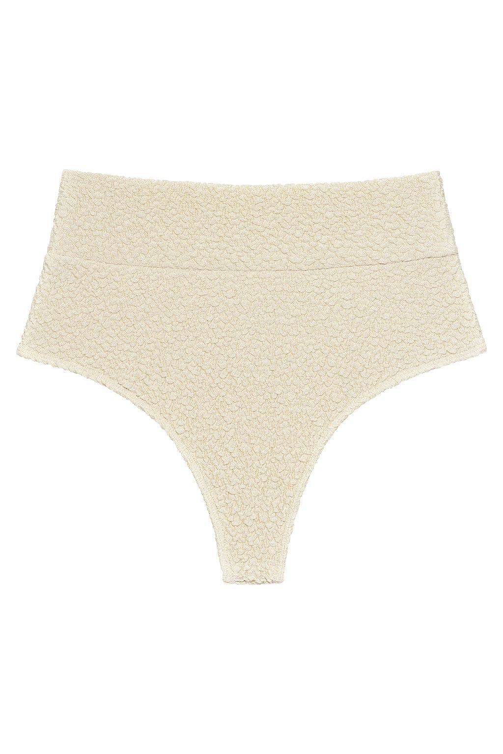 Oat Texture Full Coverage High Rise Bikini Bottom