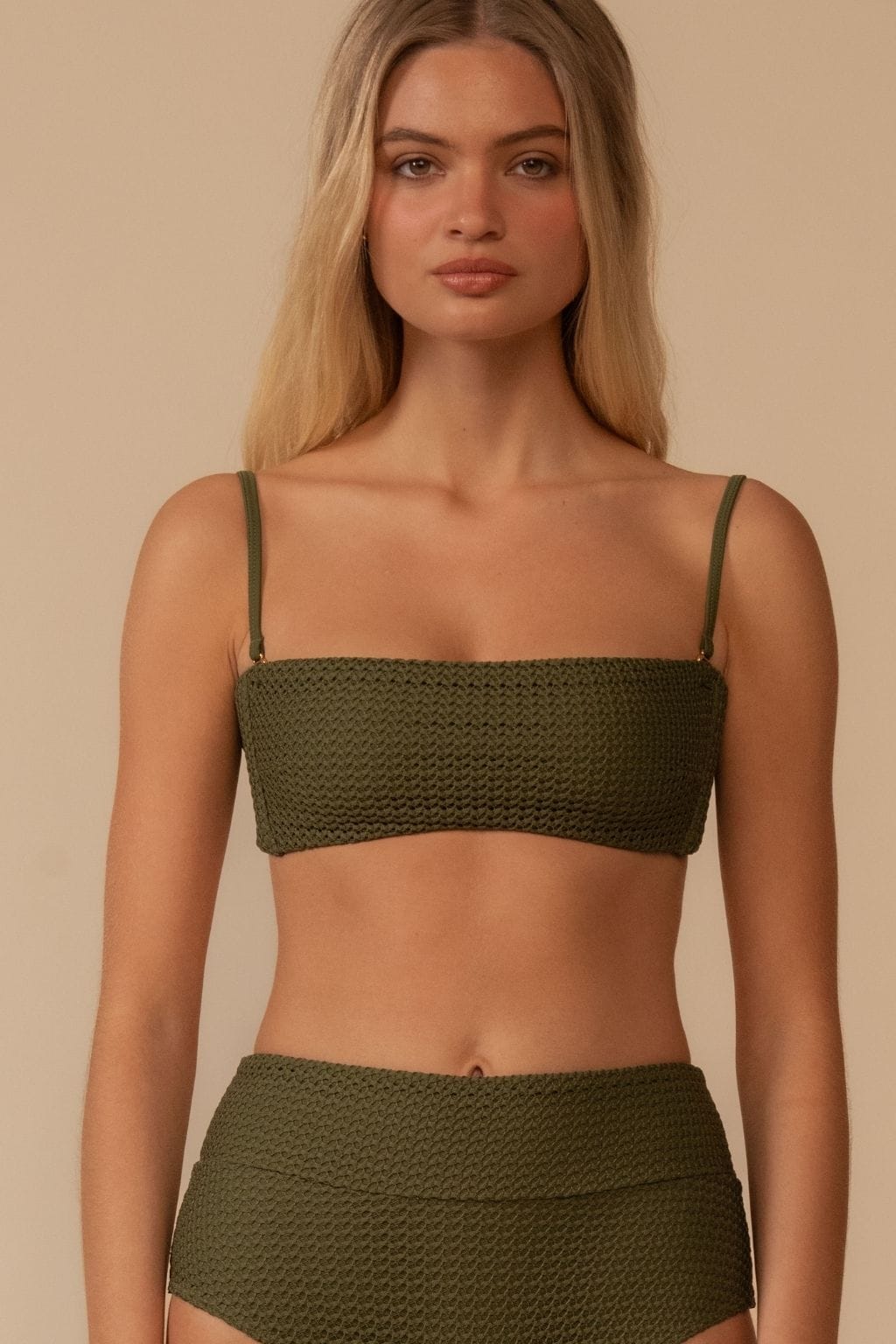 Olive Crochet Summer Bikini Top