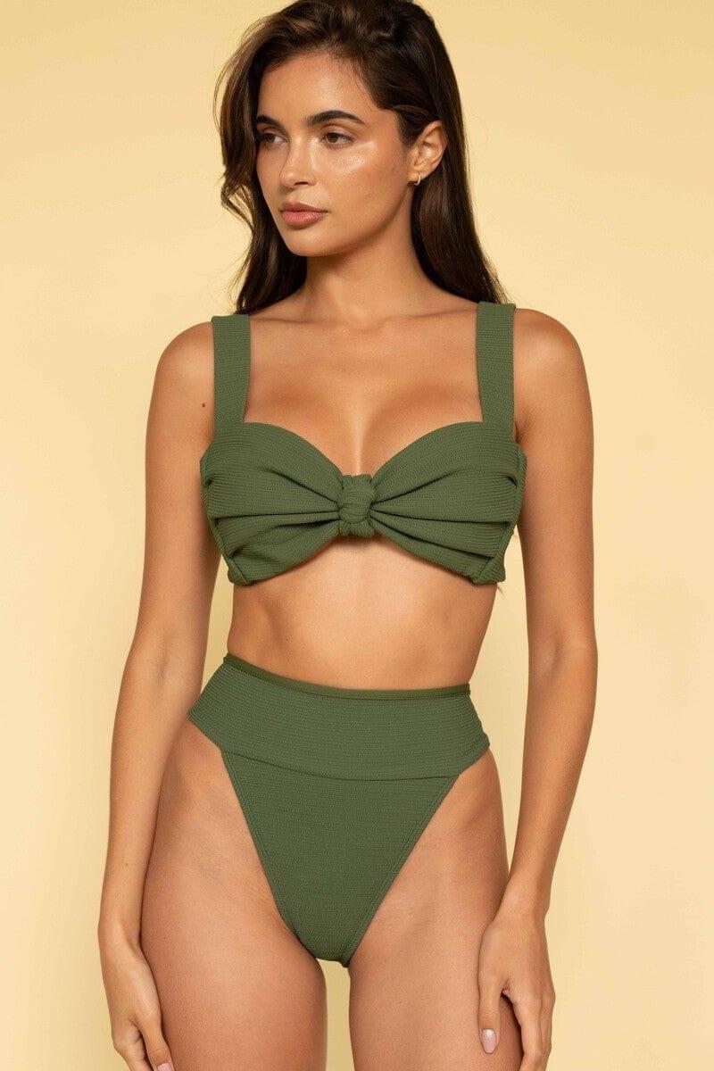 Olive Micro Scrunch Tamarindo Bikini Bottom | Montce Swim