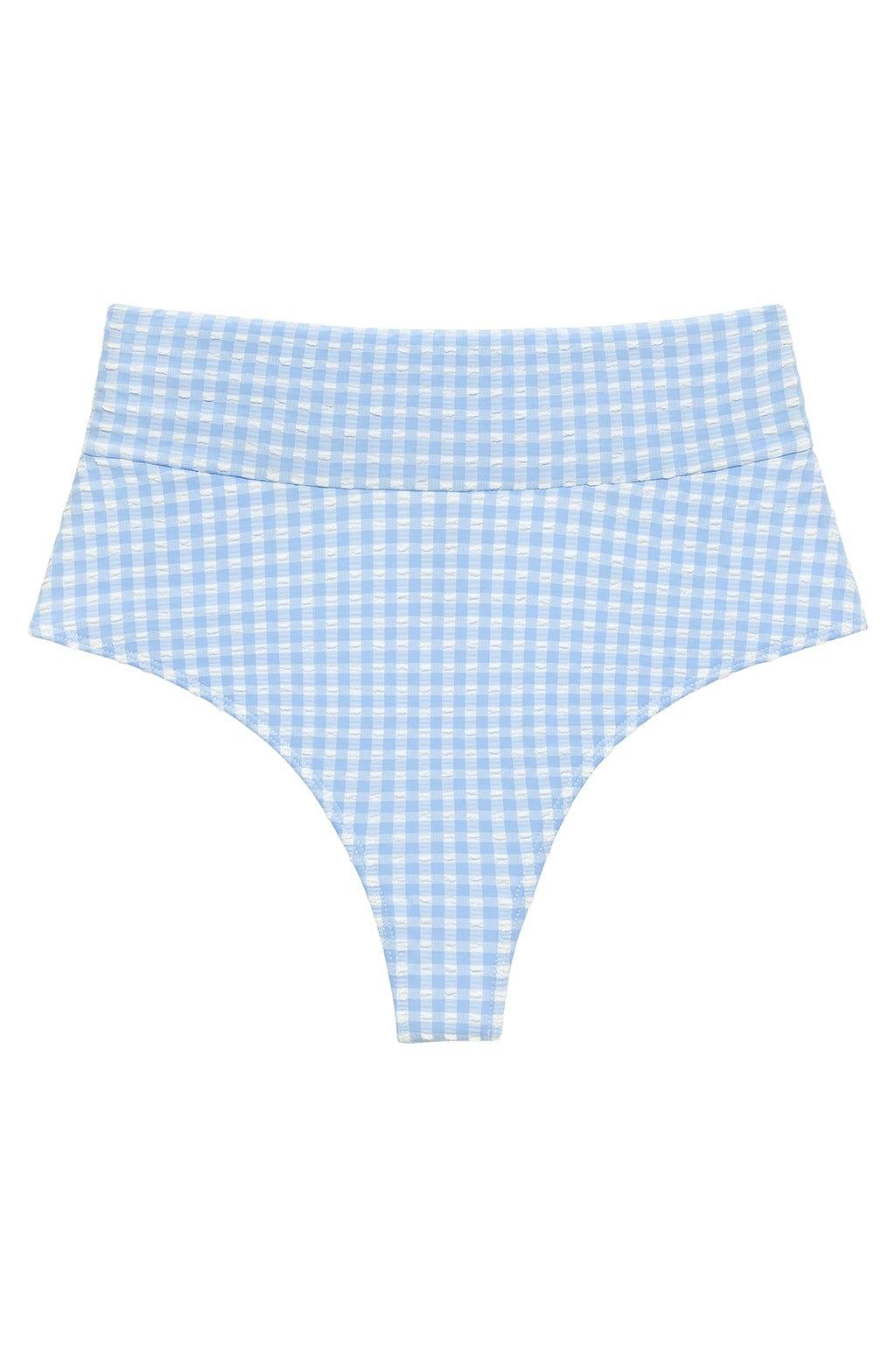 Peri Micro Gingham Added Coverage High Rise Bikini Bottom