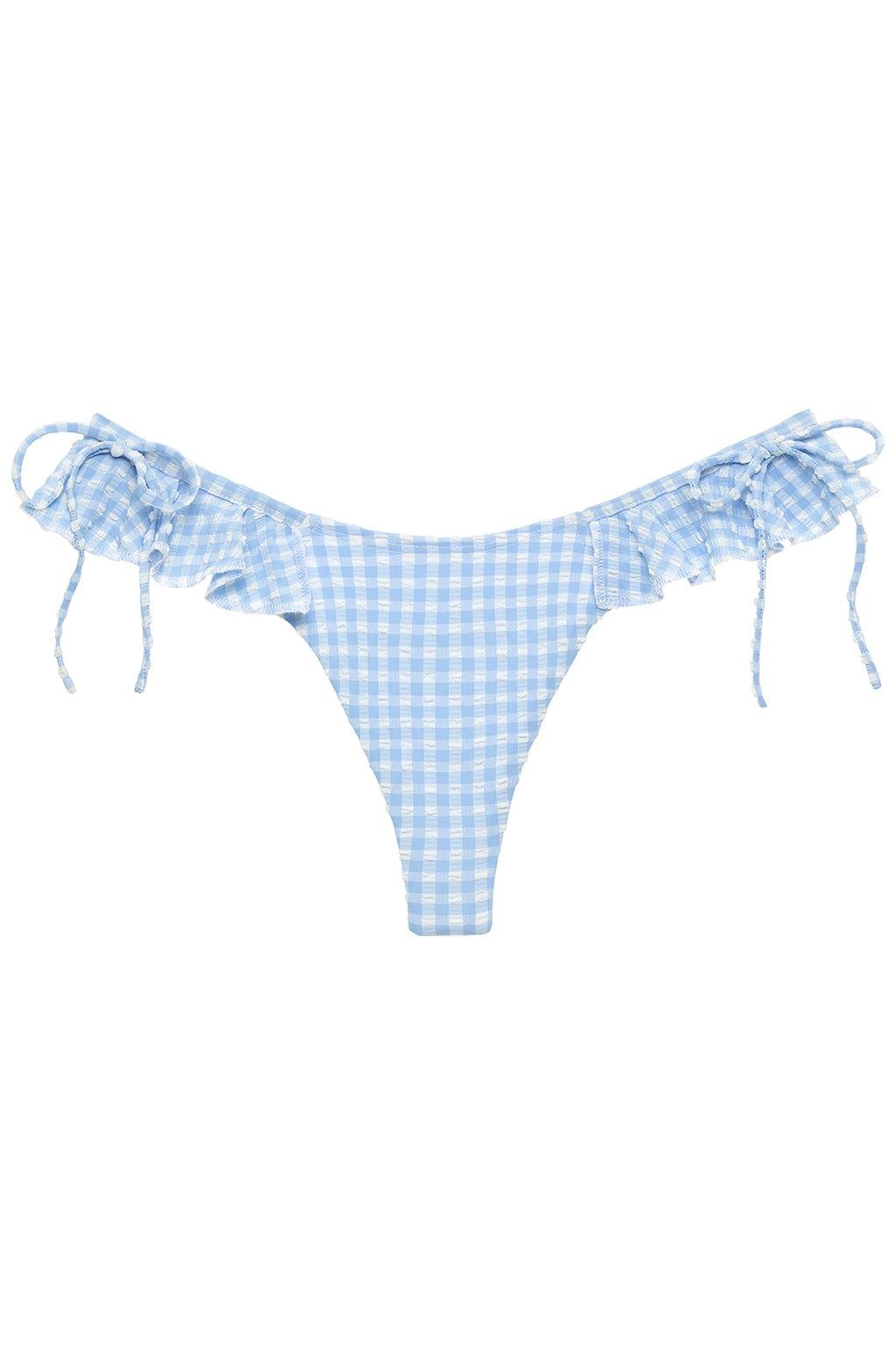Peri Micro Gingham Uno Ruffle Bows Bikini Bottom