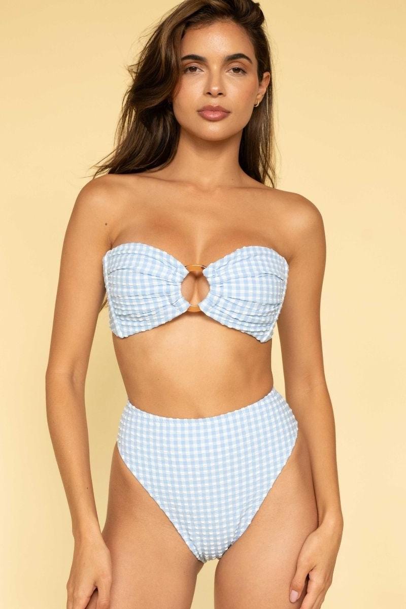 Peri Micro Gingham Tori Ties Bandeau Bikini Top - Main Image