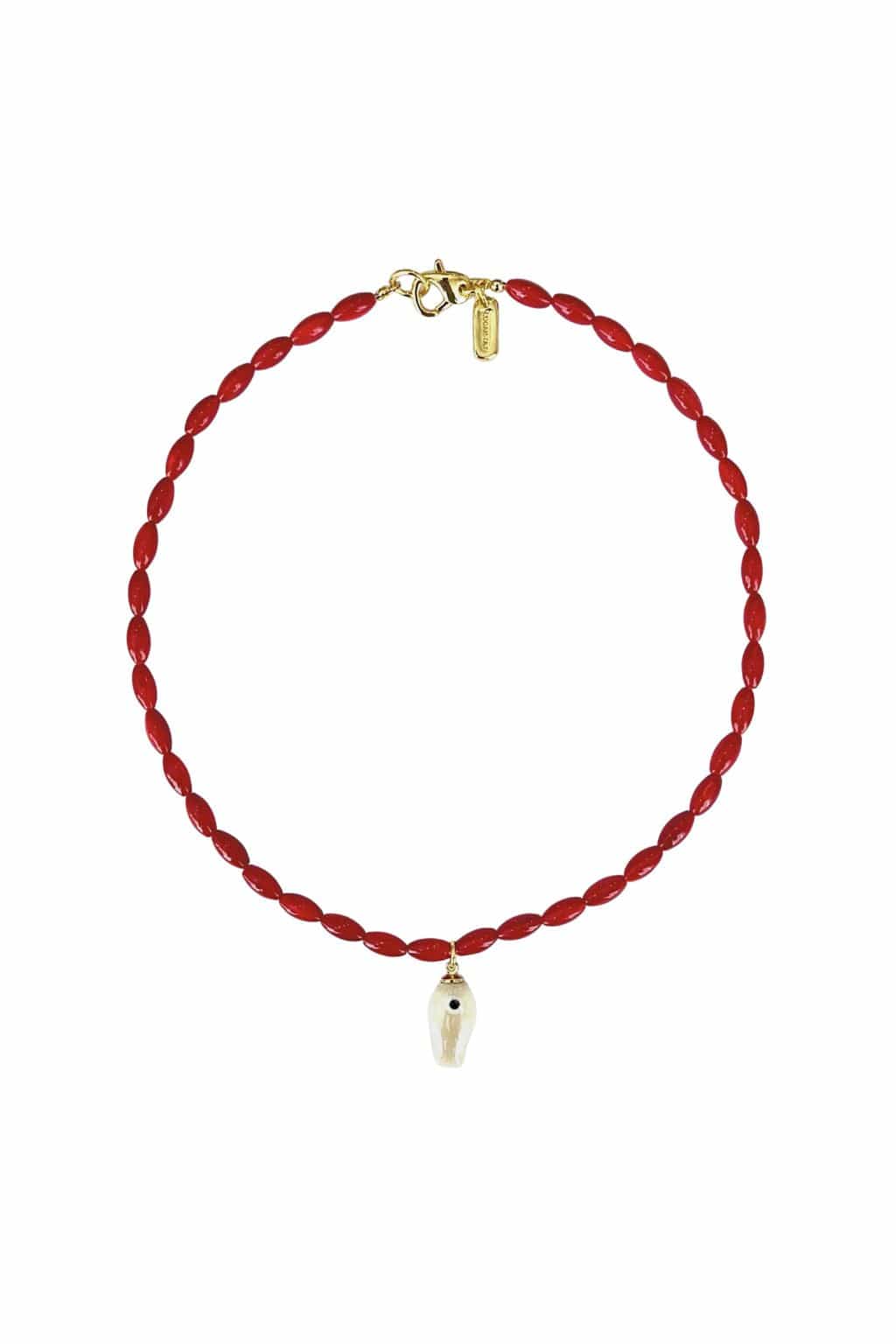 Red Beaded Fish Necklace