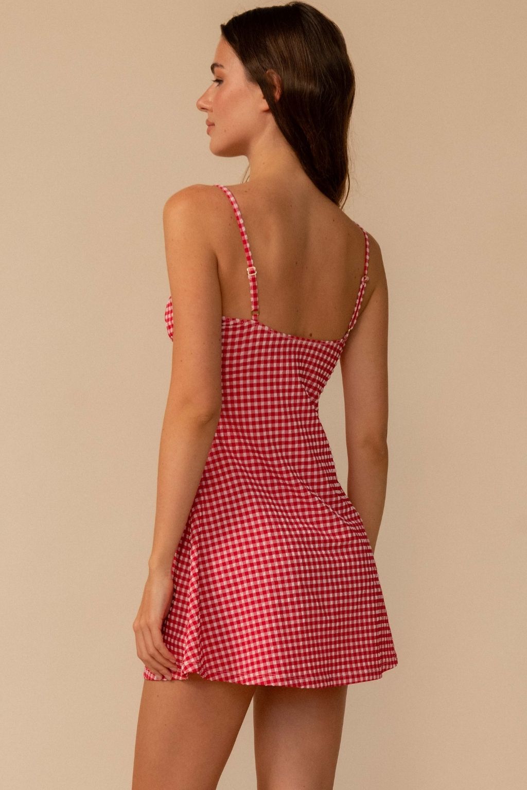 Red Micro Gingham Lena A-Line Dress