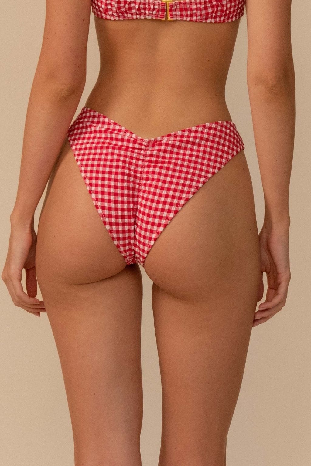 Red Micro Gingham Lulu (Zig-Zag Stitch) Bikini Bottom