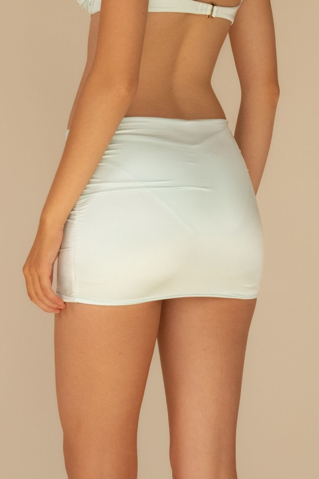 Seafoam Silkie Ruched Micro Skirt