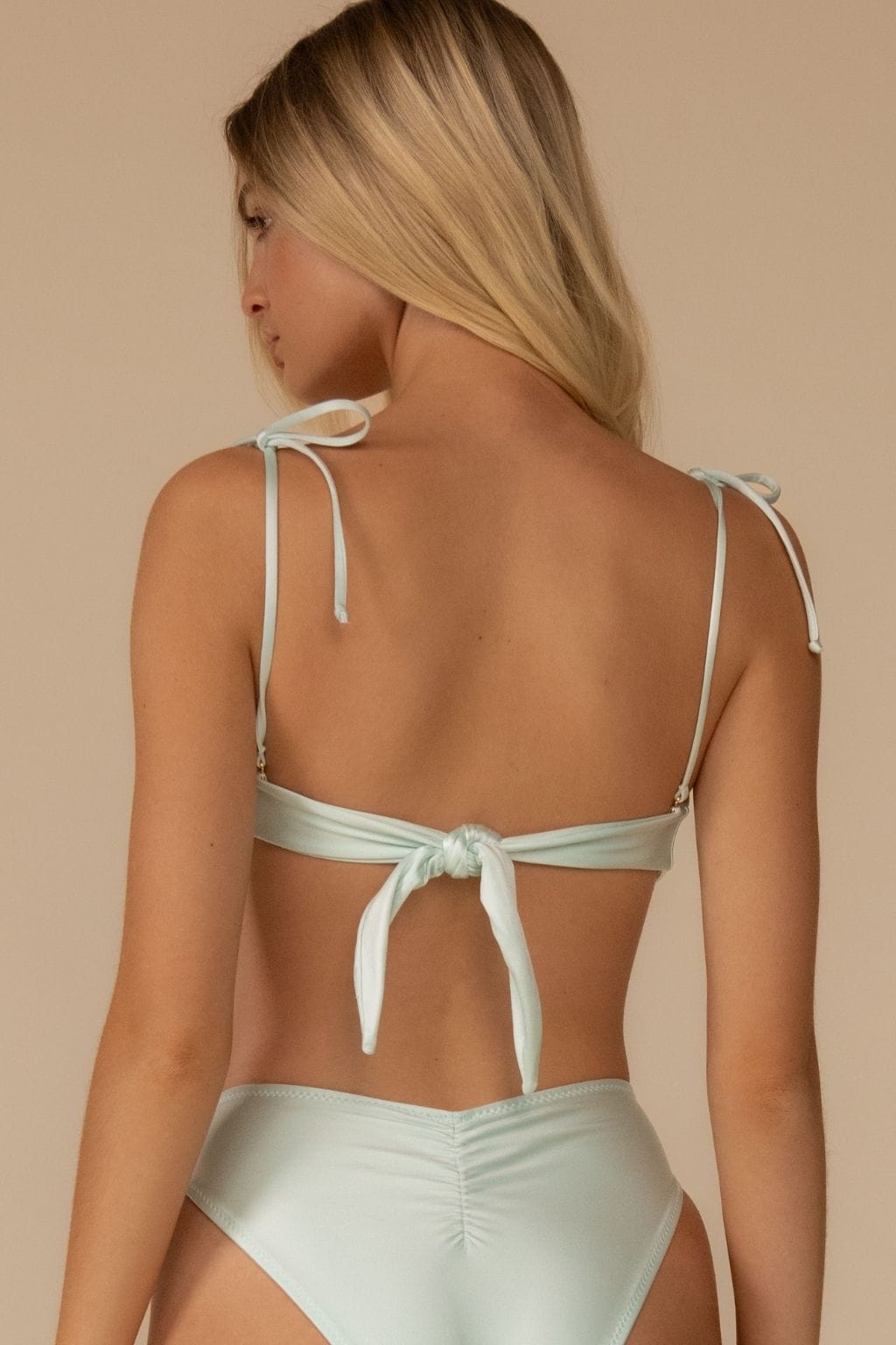 Seafoam Silkie Tori Ties Bandeau Bikini Top
