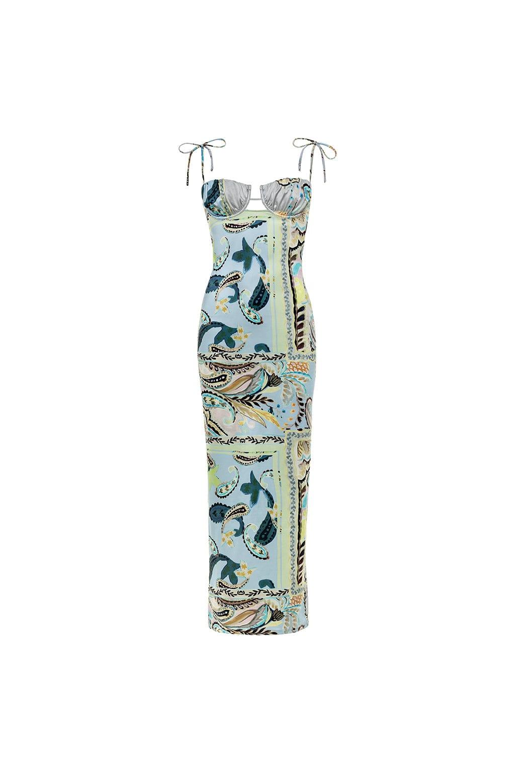 St. Barths Floral Petal Long Slip Dress