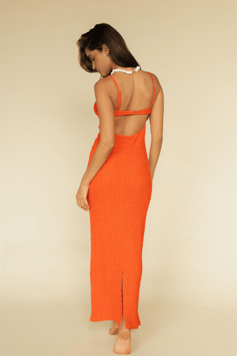 Tangerine Petal Long Slip Dress