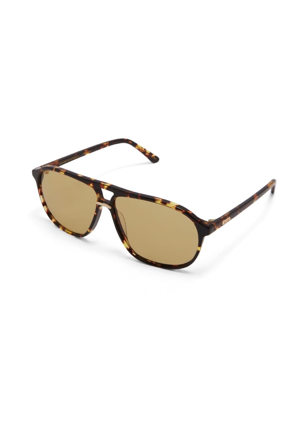 Amber tortoise aviator sunglasses with yellow-tinted lenses and dark tortoiseshell acetate frames.
