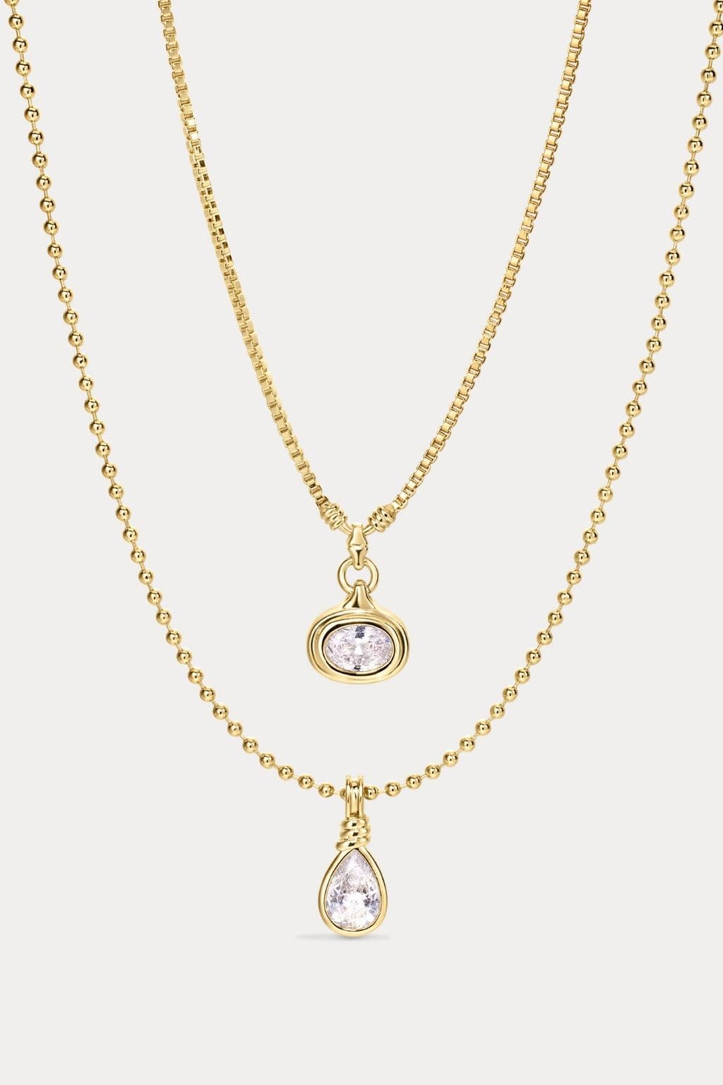 The Antoinette Stone Charm Necklaces (Gold)