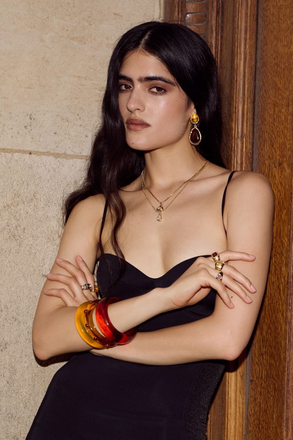 The Antoinette Stone Charm Necklaces (Gold)