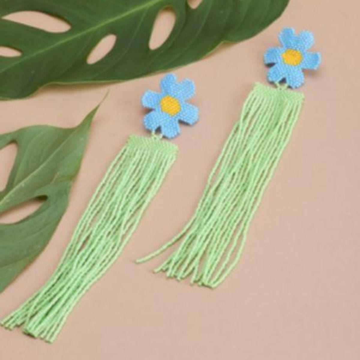 Mari Earrings Blue Cactus