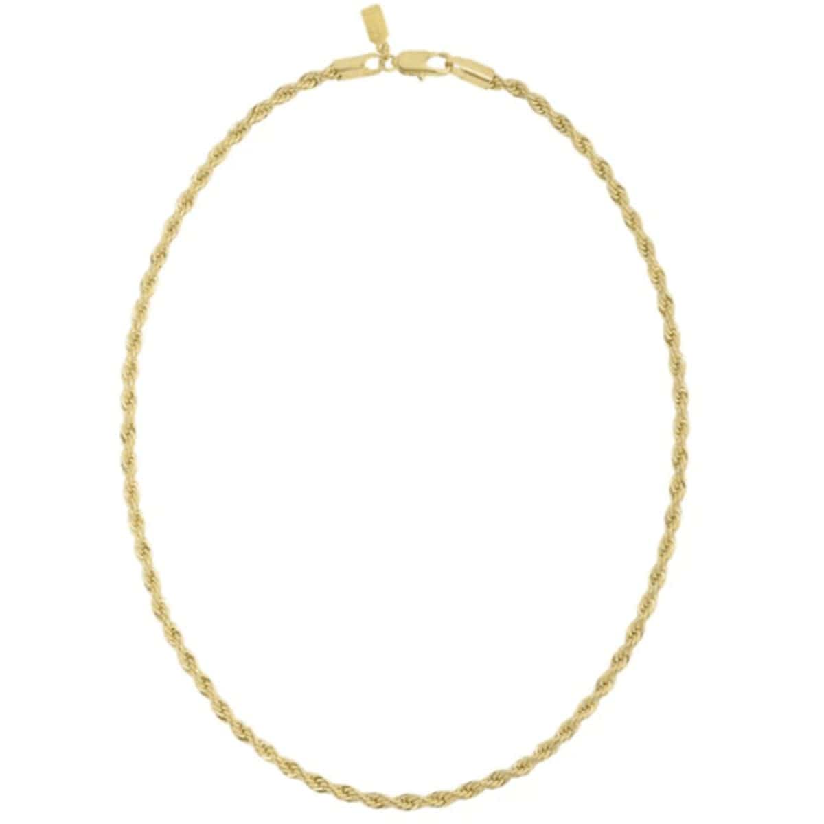 Gold-tone twisted rope chain necklace with lobster clasp closure.