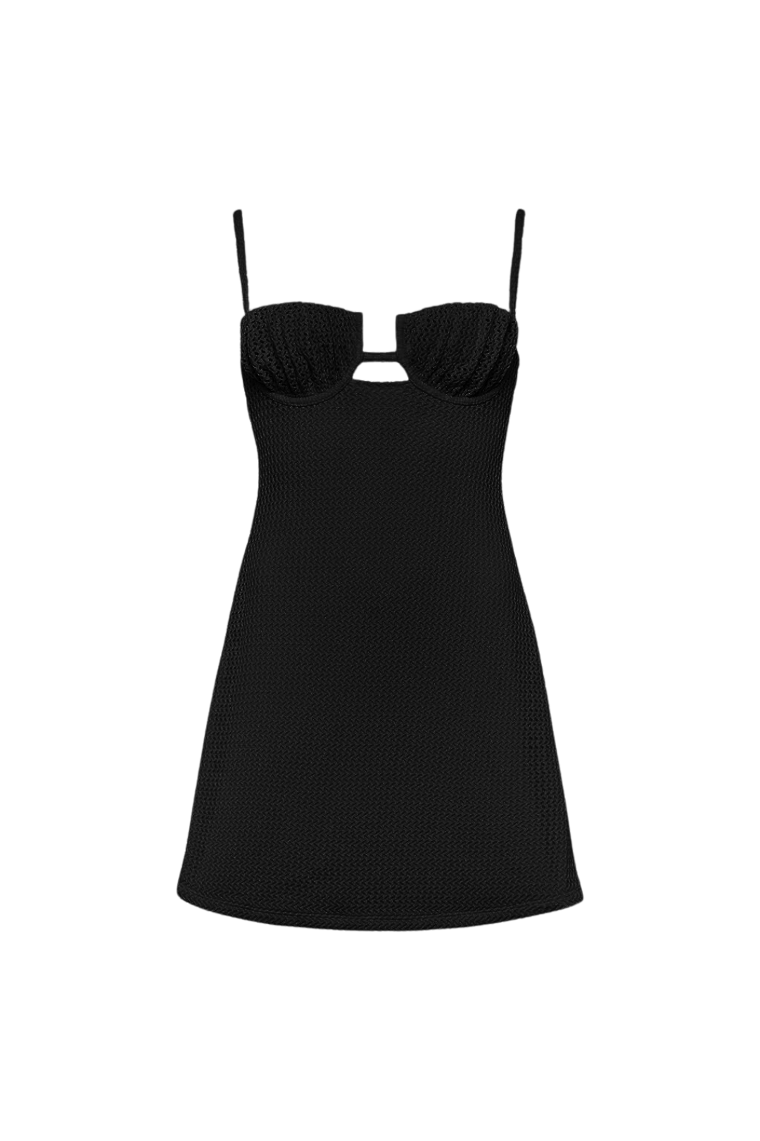 Black Crochet Petal Short Slip Dress