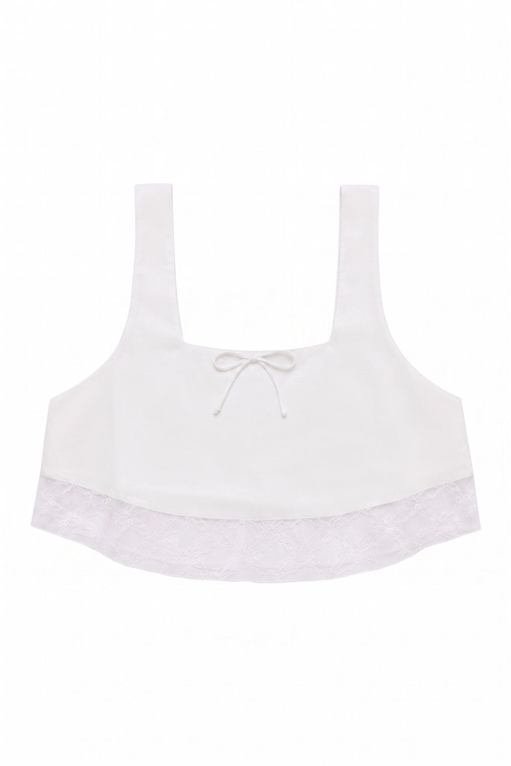 White Square Neck Crop Top w/ Lace