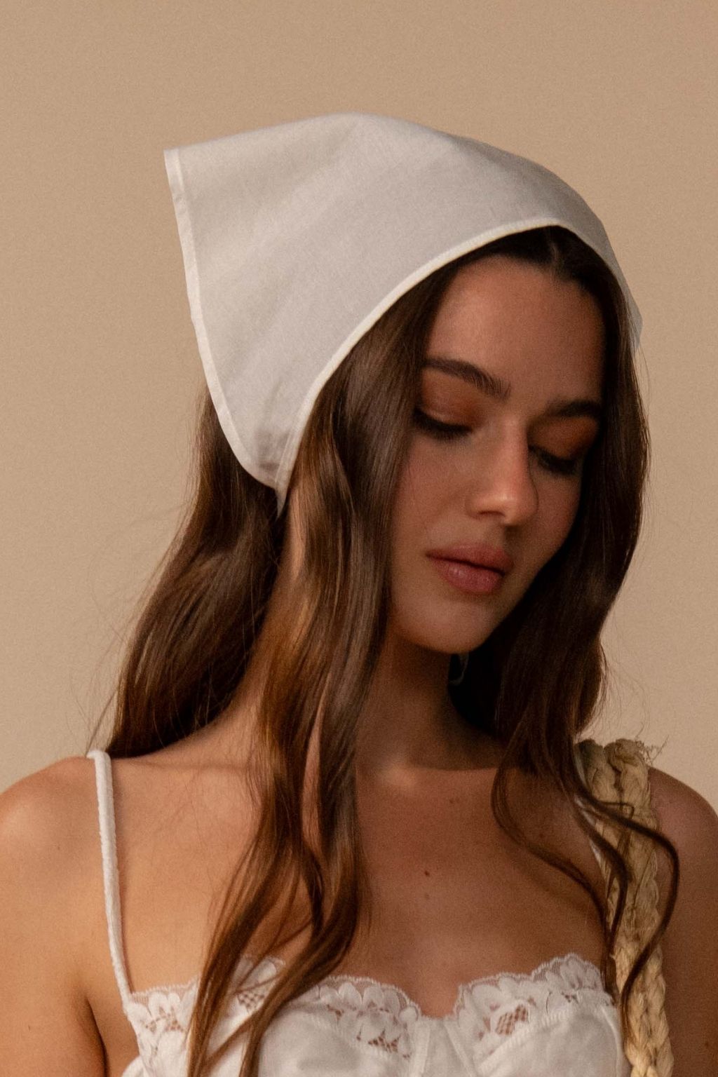 White Tie-Up Scarf