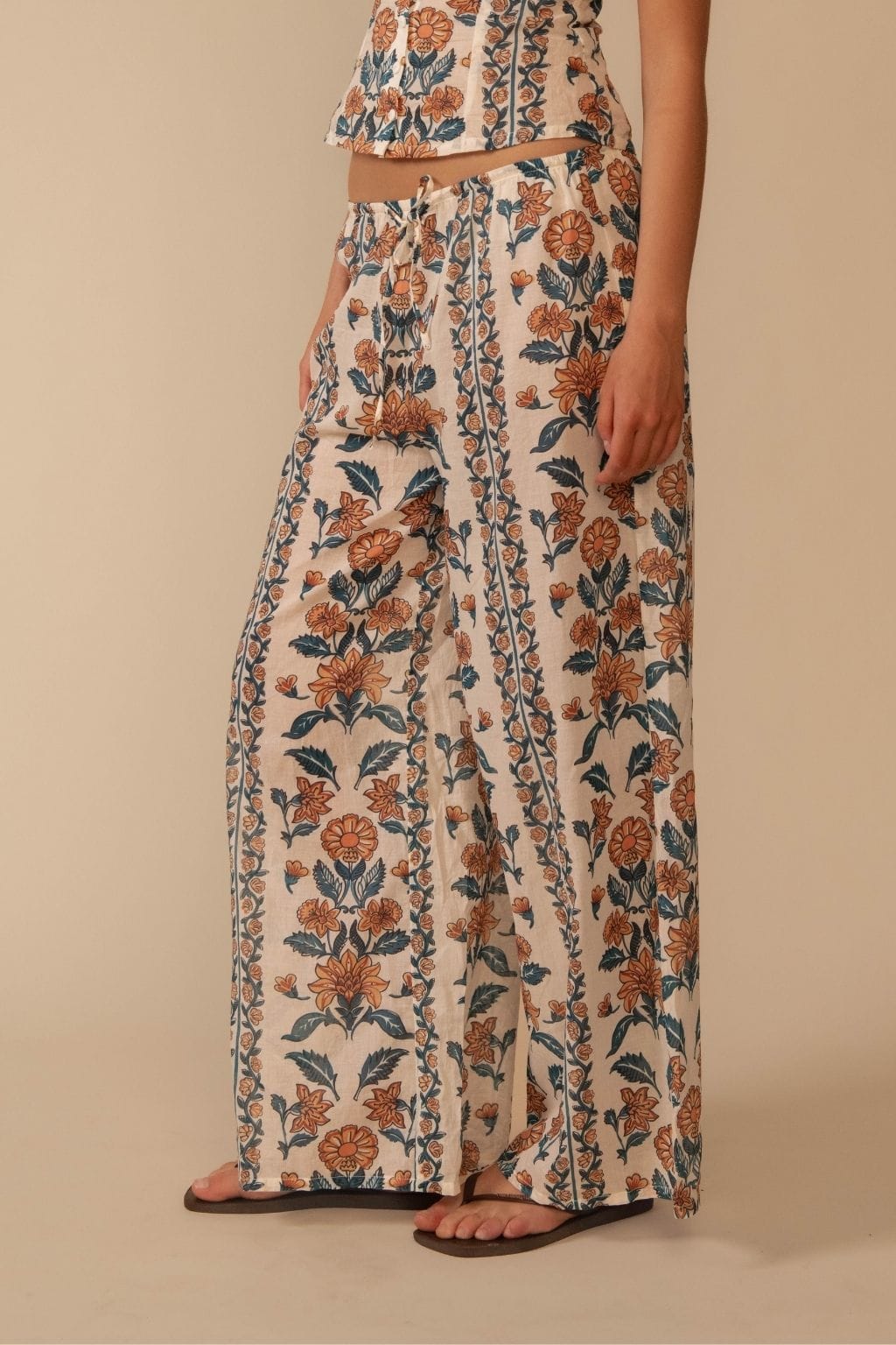 Winona Floral Drawstring Wide-Leg Pant