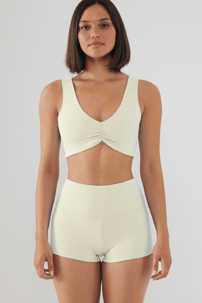 Cream Rib Kim Variation Bikini Top