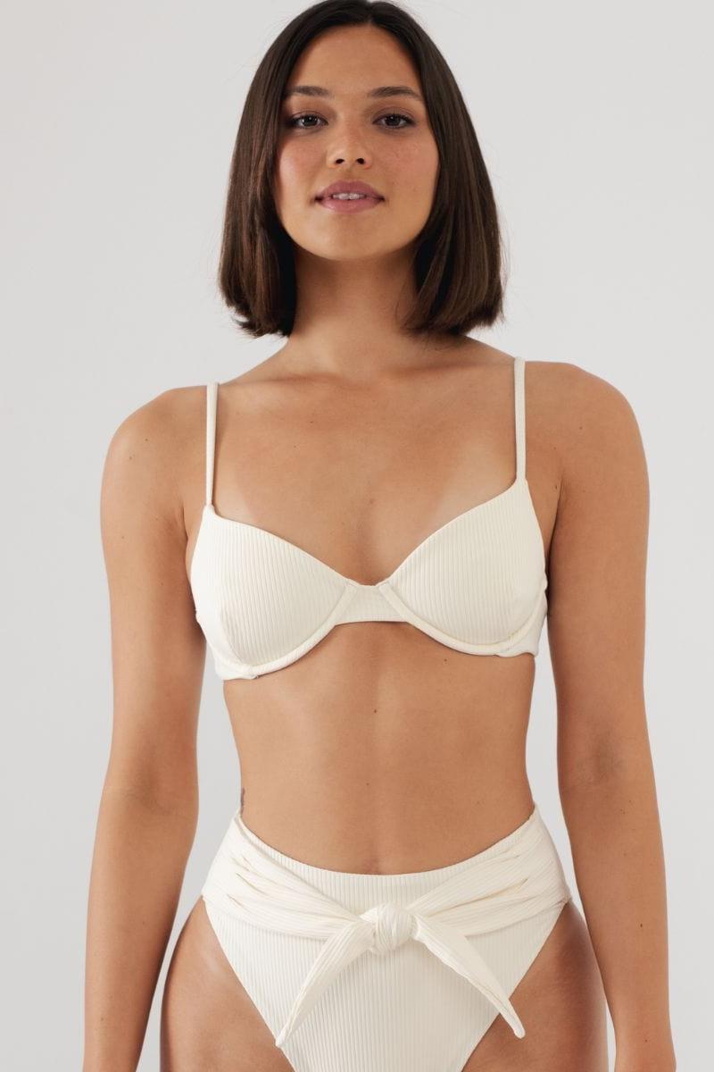 Cream Rib Dainty Bikini Top