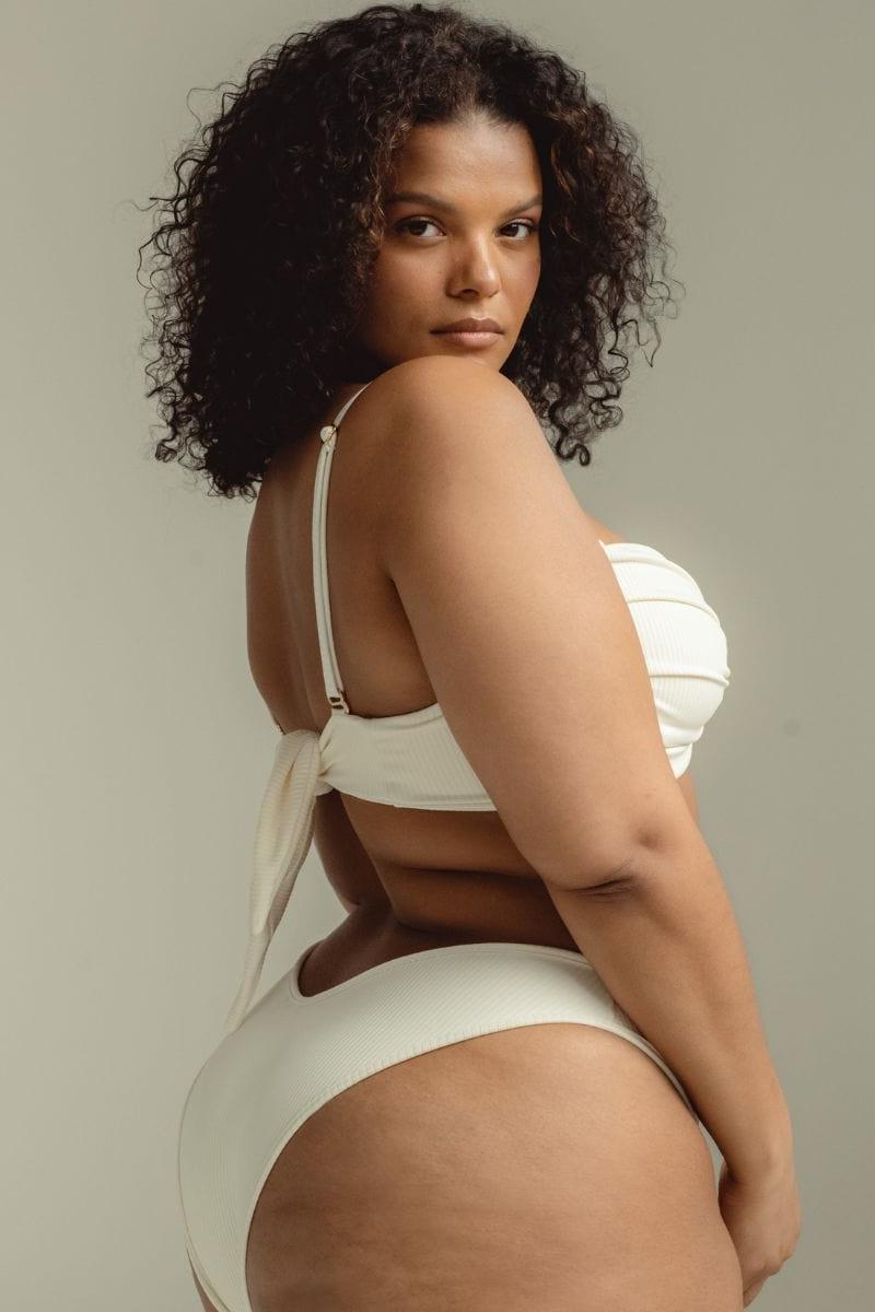 Cream Rib Tori Bandeau Bikini Top